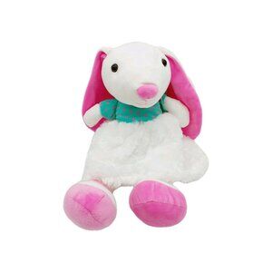 Hug & Luv Plush White Bunny Rabbit 15" Stuffed Blue Pink White Dress Easter